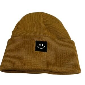 Kids Beanie Hats Smiley Face Patch Cuffed‎ Winter Warm Knit Cap